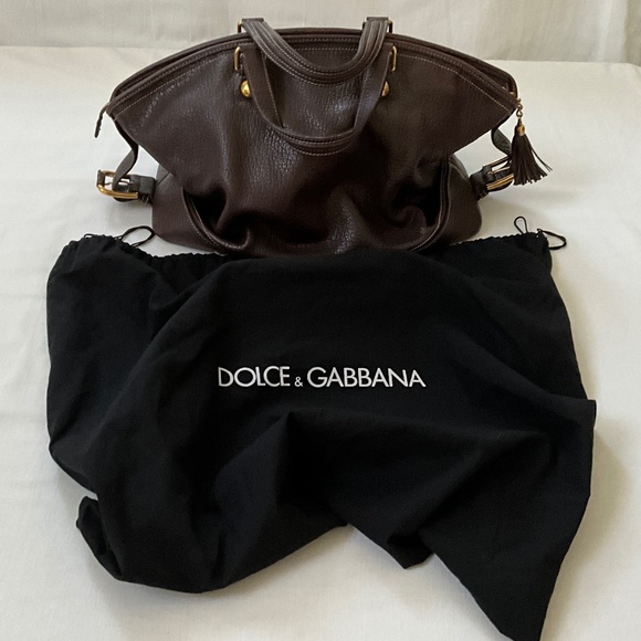 DOLCE & GABBANA Leather Weekender Duffle Satchel Brown - Picture 16 of 16